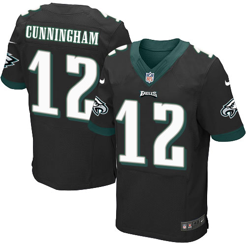 Men's Elite Randall Cunningham Nike Jersey Black Alternate - #12 NFL Philadelphia Eagles